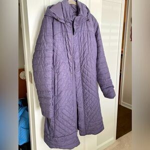 Calia Purple Puffer, Hooded JCoat with Quilted Design